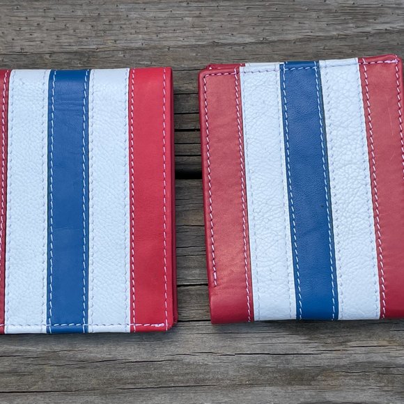 Multicolor Men Wallet US Flag Bifold Cardholder Handmade Genuine Leather Men Pur - Picture 2 of 12